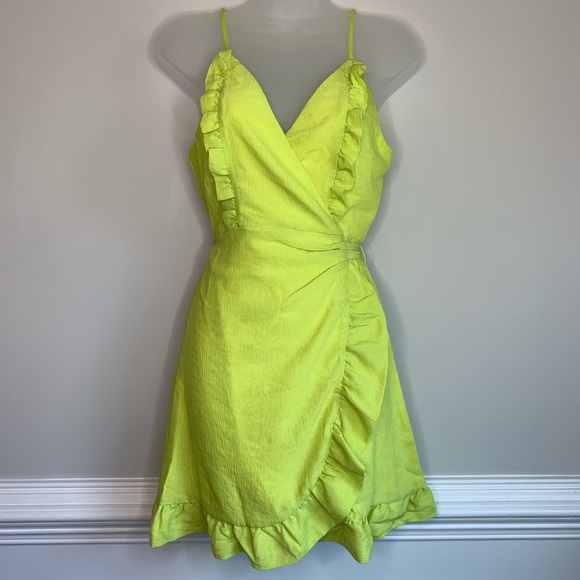 Lime Ruffle Wrap Dress - Picture 2 of 5